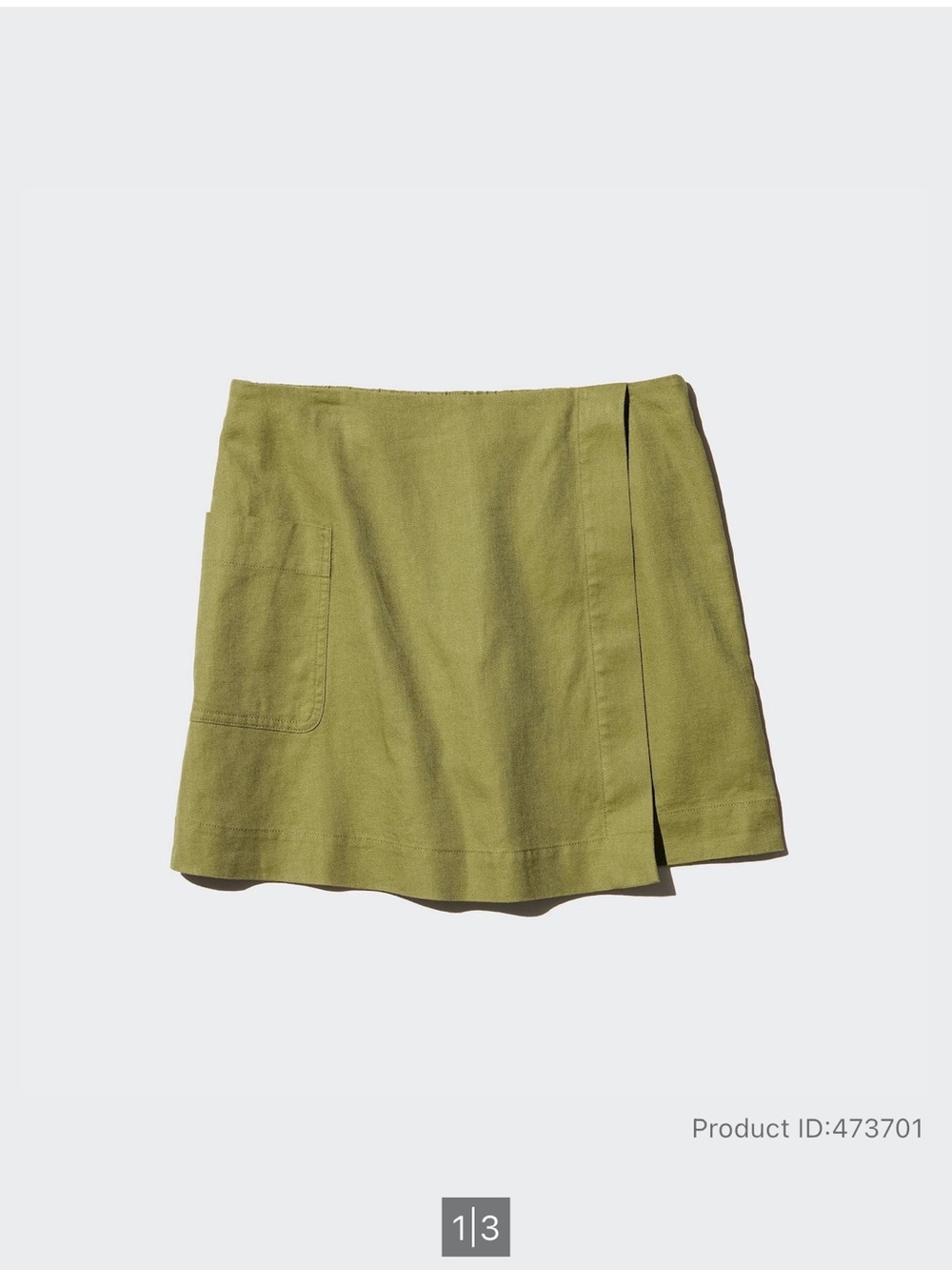 Uniqlo linen blend skort, size S, olive